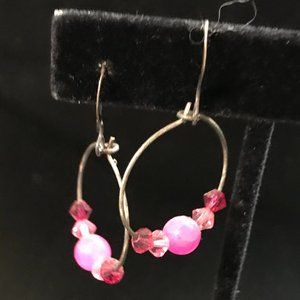 Plum quartz Hoop Earrings with Swarovski